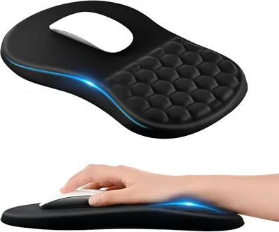 Productafbeelding van Muismat met Polssteun en Massagedesign - Ergonomic Mouse Pad - Zwart