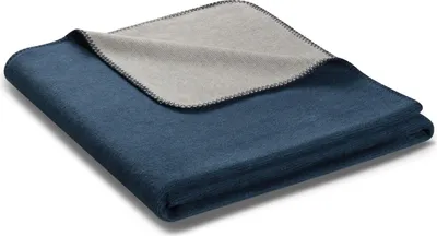 Produktbild von Biederlack Plaid Melange Doubleface Farbe marineblau- Größe 150 x 200