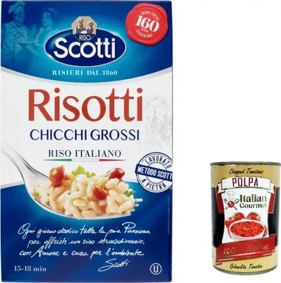 Produktbild von 6x Riso scotti Risotti Chicchi Grossi große Bohne 1 Kg Italienisch reis Parboiled + Italian Gourmet polpa 400g