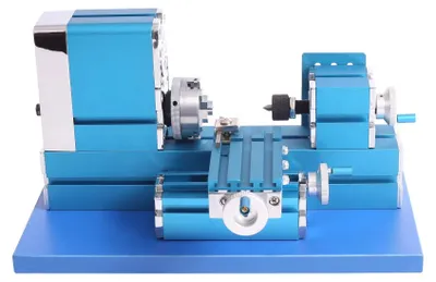 Produktbild von Mini Drechselbank für Holz und Modellbau - Tischdrechselbank, manuell, horizontal - 36 W - 20000 U/min - EU-Stecker - Schwarz