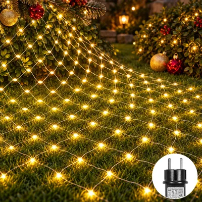 Produktbild von 6X4m 660 LED Lichterkette Netz Lichternetz Warmweiß mit Stecker 8Modi Timer für Büsche Garten Weihnachtsbaum Zimmer Party Weihnachten Beleuchtung Deko