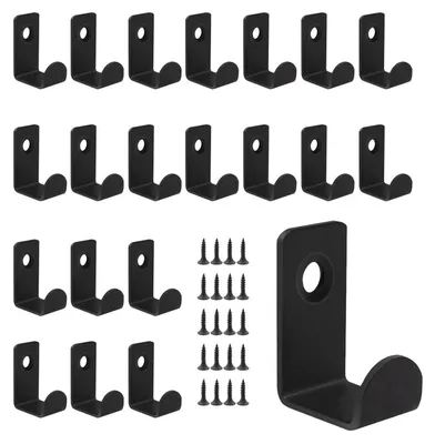 Produktbild von Garderobenhaken 20 Stück Schwarz Metall L-Form zum Schrauben für Wandmontage