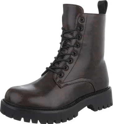 Produktbild von Ital-Design Damen Stiefeletten Plateaustiefeletten Leicht gefüttert Lederoptik Schnürstiefeletten 90482438 Braun Gr.  38