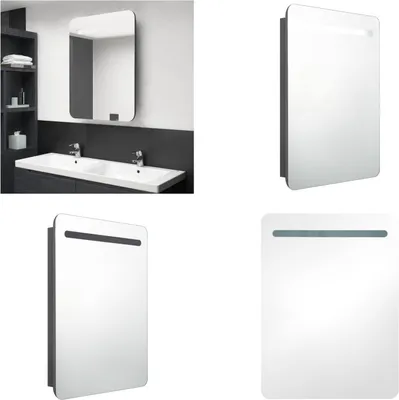 Produktbild von vidaXL LED Bad Spiegelschrank Grau 60x11x80 cm - Badezimmerschrank - Badezimmerschränke - Spiegelschrank - Spiegelschränke