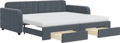 Obrázok produktu pre vidaXL Denná rozkladacia posteľ so zásuvkami tmavosivá 90x190 cm zamat