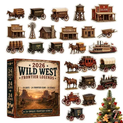 Productafbeelding van Vintage 2D Acryl Kerst Advent Kalender met 24 Miniatuur Beeldjes