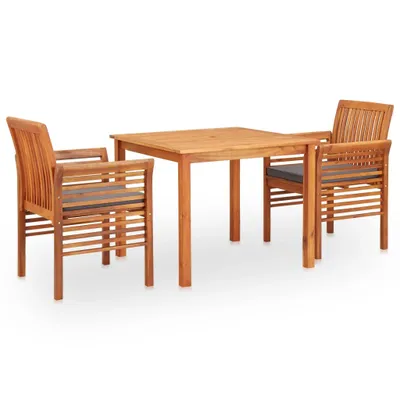Imagen del producto de Juego de jardín de tres piezas con cojines, fabricado en madera de acacia maciza
