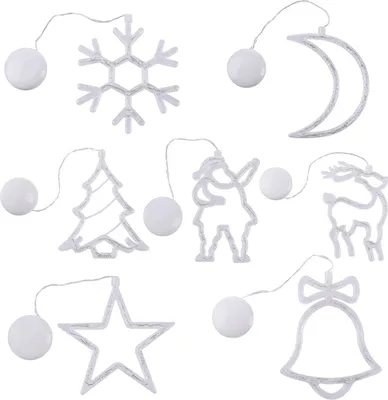 Image de 2 pièces Flocon de neige LED Chaîne d'éclairage de fenêtre avec ventouse Pour la fête de Noël Décoration de fenêtre suspendue