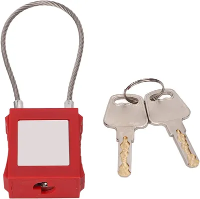 Produktbild von Lockout Tagout Schloss, 85 mm Bügel Stahlkabelschloss mit 2 Schlüsseln für die Gerätewartung für Elektrische Lockout Tagout Kits (Rot)