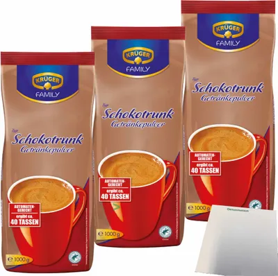 Produktbild von Krüger Schokotrunk Getränkepulver 3er Pack (3x1kg Beutel) + usy Block