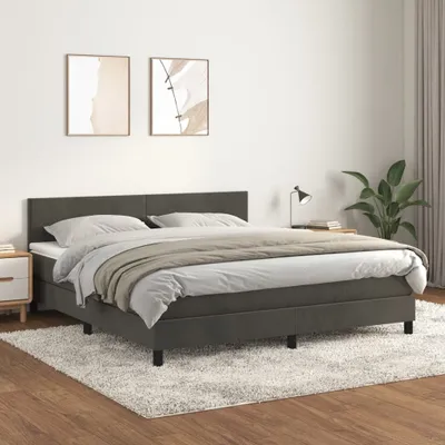 Produktbild von Maison Exclusive - Boxspringbett mit Matratze Dunkelgrau 180x200 cm Samt