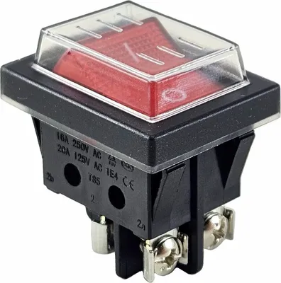 Produktbild von Wippenschalter mit Wasserdichte Abdeckung und Schraubanschluss 4pin 16A 250, LED-Beleuchtung