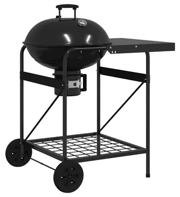 Image de Barbecue d'extérieur - Barbecue au charbon de bois - Monté sur roulettes - Métal - 91 x 71 x 107 cm - Vert armée