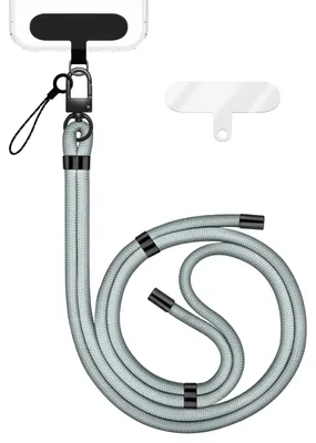 Immagine prodotto di HoldMe Edition - Cordino con moschettone nero e 2 cuscinetti - Cordino universale in nylon per cellulare - Grigio chiaro