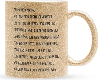 Produktbild von 22Feels Glitzertasse Gold Ehemann Geschenk Erster Hochzeitstag Kaffeetasse Männer Hochzeitsjubiläum Ehepartner Valentinstag für Ihn Weihnachten Geburtstag Kaffeetasse Haferl Geschenkidee Bürotasse