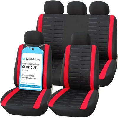 Produktbild von Upgrade4cars Autositzbezüge Set Universal | Auto-Schonbezüge für die Vordersitze & Rückbank in Rot