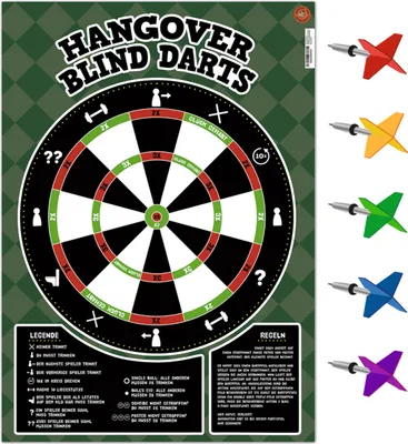 Produktbild von Hangover Blind Darts Trinkspiel mit 65 Dartpfeil-Aufklebern