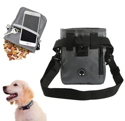 Image de Poche pour friandises pour chiens, grise, avec 3 options de port
