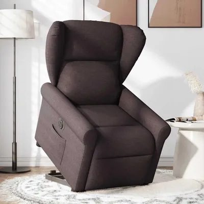 Produktbild von vidaXL Relaxsessel mit Aufstehhilfe Elektrisch Dunkelbraun Stoff