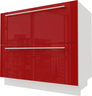 Produktbild von Schubladenunterschrank BRERRA 90cm HETTICH Vollauszug Farbe wählbar BR-D2A/90/1A,RAL 3002 karminrot Hochglanz,weiß
