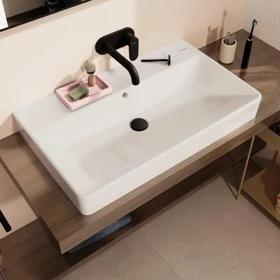 Obrázok produktu pre Umyvadlo na dosku Hansgrohe Xanuia Q 800/480 mm bez otvoru na batériu s prepadom biele, 60251450