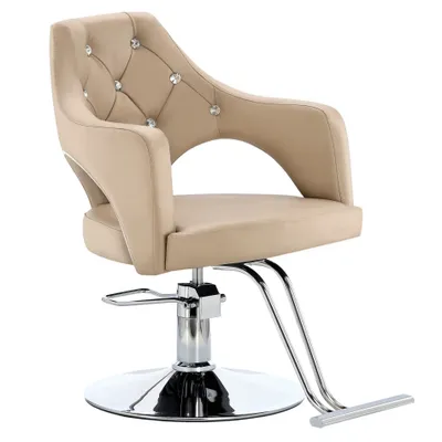 Produktbild von Friseurstuhl Leia Hydraulischer Drehstuhl für Friseursalon Chromfußstütze Friseurstuhl