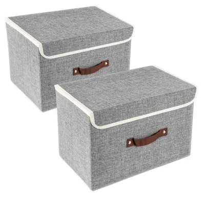 Image de Boîte de rangement pliable avec couvercle, en tissu, lavable, 38 x 25 x 25 cm