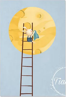 Produktbild von TPFLiving Kunstdruck LW-1309 (OHNE RAHMEN) Poster - Leinwand - Wandbild - Hochauflösender Giclée-Druck, langlebig und hochwertig - Mond Luftballon, Heißluftballon, Hase, Giraffe-  - Größe: 30x40cm