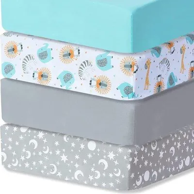 Image de Linge de lit pour enfant, microfibre respirante, 60 x 120 cm, gris/vert