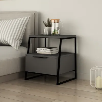 Produktbild von DECORTIE Pal Modern Nachttisch Anthrazit Grau Mehrzweck , 45 x 40 x 50 cm