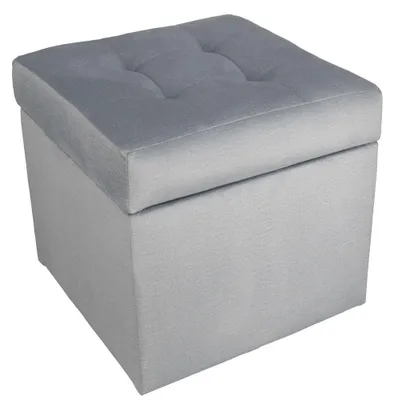 Produktbild von MG Design Polsterhocker Grau 45x45 cm - Stauraum 50L, bis 300 kg, formstabil, montiert, für Wohnzimmer & Flur