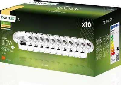 Produktbild von LUMILED LED žiarovky sada 10 žiaroviek AR111 G53 s päticou 12V 15W (ekvivalent 100 W) Teplá biela 3000K 24° strieborná 1521 lm