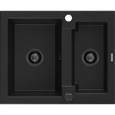 Obrázek produktu pro Mexen Carlos 1,5-miskový granitový dřez 582 x 475 mm, Černá, sifon Černá - 6518581500-77-B