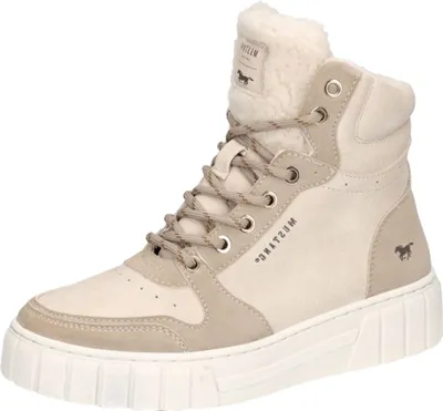 Produktbild von Mustang Damen Sneaker High Top Stiefelette mit Plateau und Warmfutter 1446-602, Größe:40 EU, Farbe:Beige