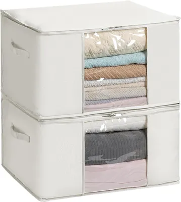 Imagen del producto de Bolsas de almacenamiento con cierre hermético, ventana transparente, 60x40x35 cm, 2 unidades, para ropa