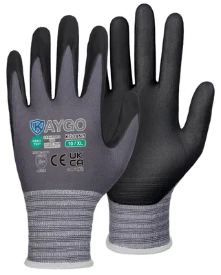 Produktbild von Arbeitshandschuhe 12 Paar, Nitrilbeschichtung, Nylon, Größe 10, schwarz, für Garten