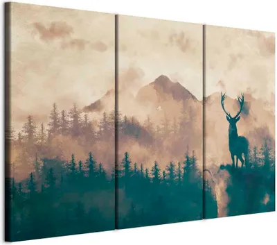 Produktbild von Italienischer Leinwand Leinwandbild - Proud Deer (3 Parts) 60x40 cm Tiere c-A-0210-b-e