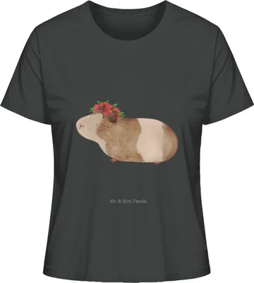 Produktbild von Mr. & Mrs. Panda Oberteil Damen Meerschweinchen Weisheit Größe L - Anthrazit - Geschenk, Shirt Mit Print, Spruch, Motivation, Lustige Sprüche, Kurzarmshirt, Realität