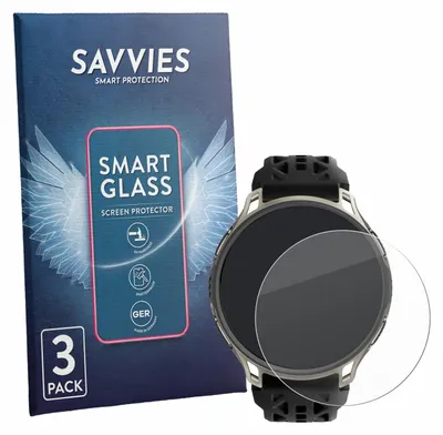 Produktbild von 3x Savvies Schutzglas Folie für Amazfit Cheetah 2 Pro 9H Panzer Schutzfolie Glas Displayschutz klar transparent