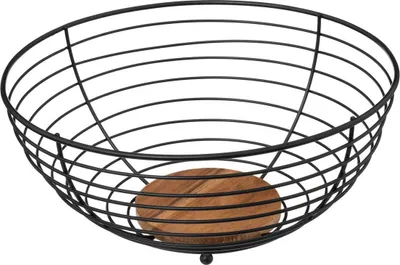 Produktbild von 5Five Obstschale/Obstkorb - Metall/Holz - D28 x 13 cm - schwarz