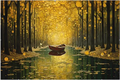 Produktbild von Wallario Wandbild Boot im goldenen Licht, Größe: 61 x 91,5 cm, Poster mit rahmenlosen Bildhalter