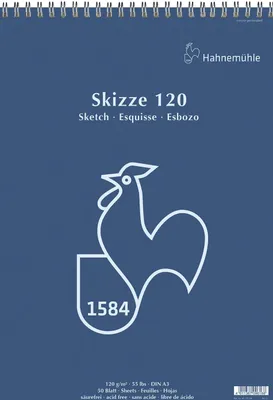 Produktbild von Hahnemühle Skizze 120 Skizzenblock - 120 g/m² - spiralisiert - DIN A3 - 50 Blatt