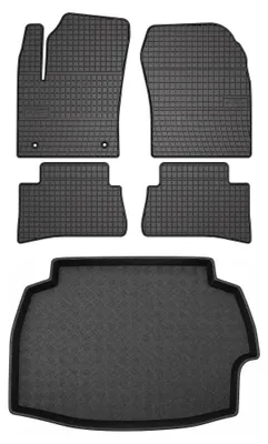 Image de Tapis en caoutchouc + bac de coffre pour Toyota C-HR II 2024- (coffre standard) – 5 pièces, noirs, sur mesure