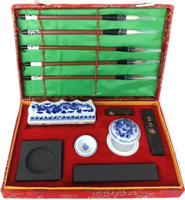 Produktbild von Chinesische Kalligraphie Set 13 teilige inklusive Box rot