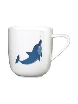 Image de ASA Vorteilset : lot de 4 gobelets pour enfants avec anse, motif "Delfin Dennis" blanc brillant, référence 38071314, idéal pour un cadeau et une action caritative