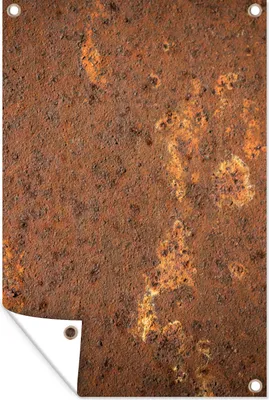 Produktbild von MuchoWow® 40x60 cm Outdoor-Poster Gartendeko Sichtschutz Garten Poster für den Garten  Braun - Orange - Abstrakt - Vintage - Rost - Muster