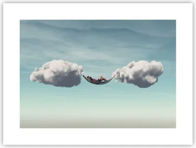 Produktbild von Poster - Poster ohne Rahmen - Wolken Hängematte Ruhe - 40x30 cm - Wand Bild - Wanddeko - Wandbilder - Kunstposter - Wandposter - Bilder - Kunstdruck - Wanddekoration - Wandbild - P2XAA40x30-4373