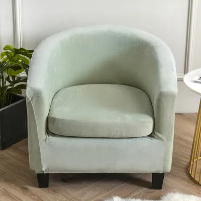 Produktbild von (Minzgrün) Club Stuhl Schonbezug Sesselhusse High Stretch Samt Badewanne Stuhlhussen Sessel Sofabezug Schonbezug Möbelschutz Soft Couch Bezüge für Cafe Stuhl Loungesessel Cocktailsessel