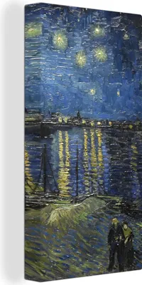 Obrázok produktu pre MuchoWow® - Plátno - Hviezdna noc nad Orsay Paríž - Vincent Van Gogh, nástenná maľba, nástenné dekorácie obrazy obývacia izba, 40x80cm