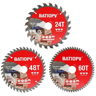 Immagine prodotto di Disco circolare da 190 x 30 mm (24/48/60 denti), confezione da 3 pezzi, per legno, pannelli di truciolato, compensato e legno duro